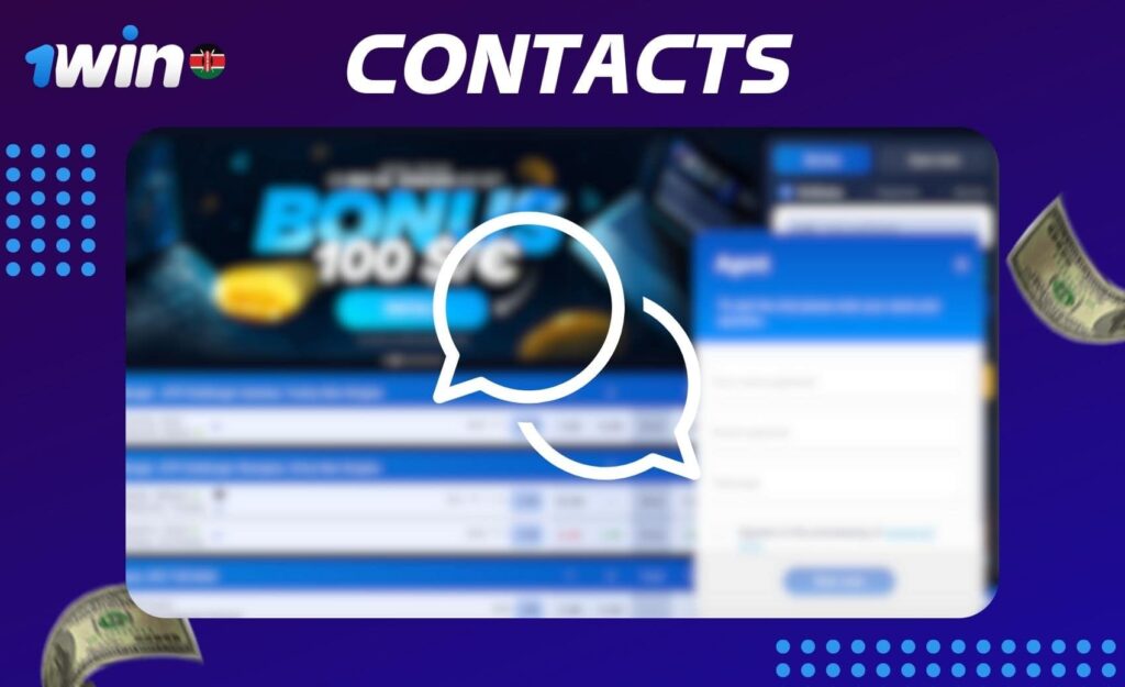 Contact information for the 1win Kenya sports betting site and casino