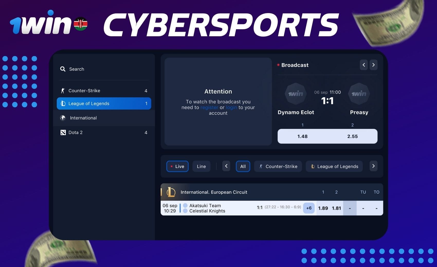 Guidelines for betting on esports at 1win Kenya.