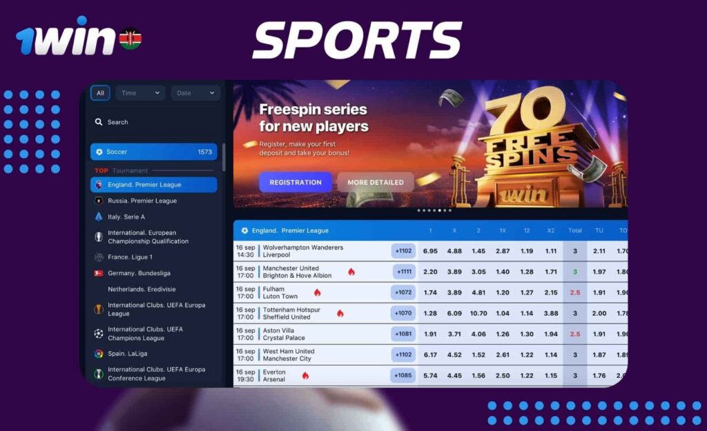 Overview of sports betting options available on the 1win Kenya site.