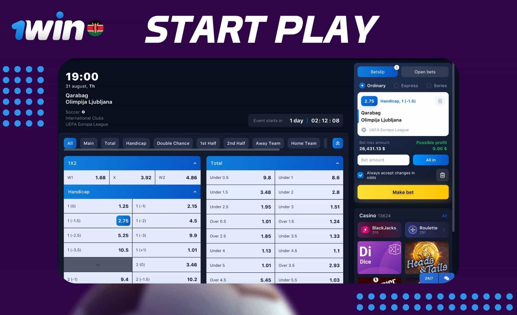 How to begin gambling at the 1Win Kenya sportsbook:
