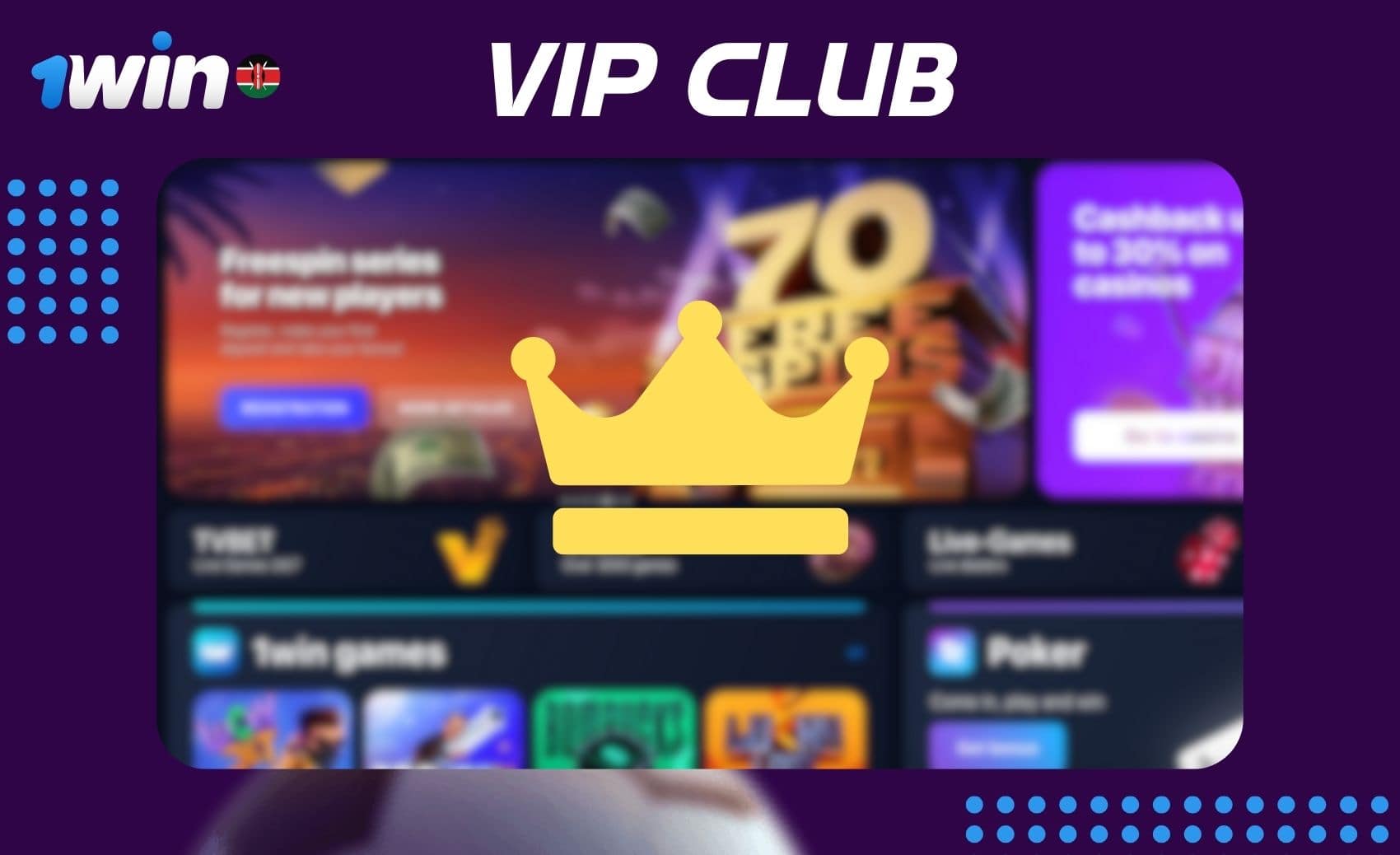 Overview of the VIP Club on the 1win Kenya gaming site.